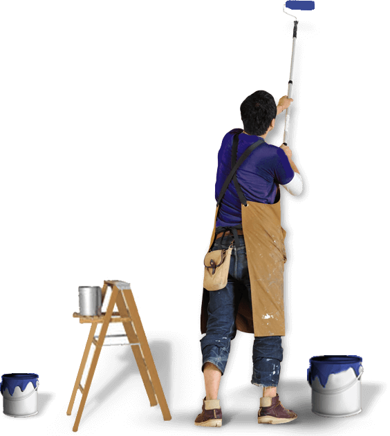 Illustration of a painter working on a wall